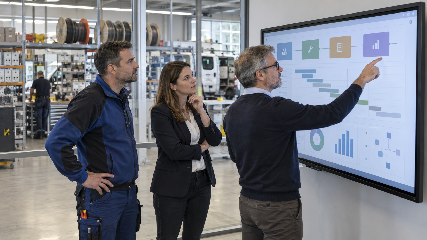 ERP-Projektbesprechung in einem Schweizer Elektrofachbetrieb
